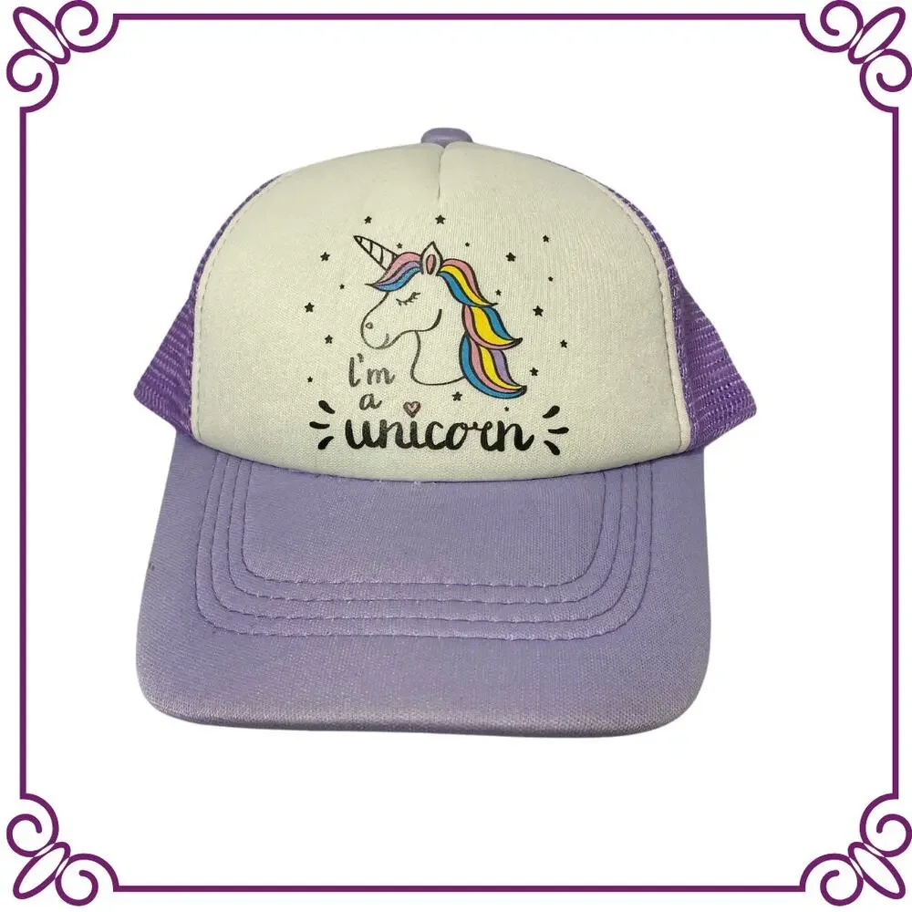 One Baby Trucker Hat I'm a Unicorn Purple & White NEW